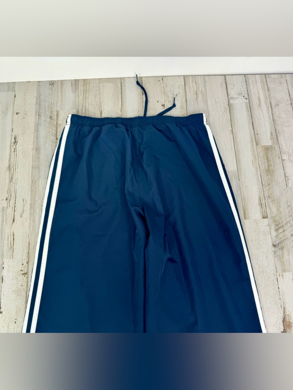 Adidas Track Pants Mens Medium Mesh Lined Zip Ankles 3 Stripes Blue - Picture 9 of 10